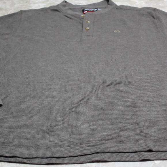 Wolverine Pullover Mens Medium Gray / Brown Waffle Knit Long Sleeve Henley Shirt - Picture 11 of 16